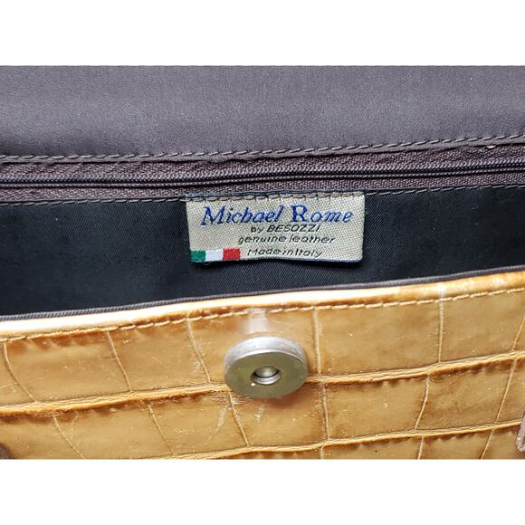 Michael Rome by Besozzi Genuine Light Brown / Tan Leather Made In Italy Purse - Picture 4 of 7